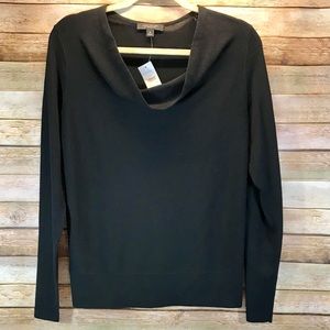Ann Taylor Black Sweater Merino Wool Cowl Neck M